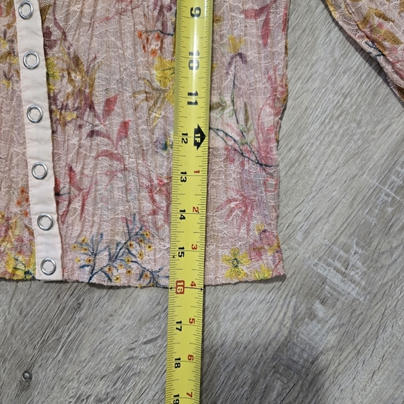 Free People Angelina Cropped Blouse Shirt Women's XS Floral Pleated Scoop Neck - Picture 12 of 12